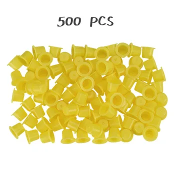 

500pcs Yellow/Blue Small Size Permanent Makeup Tattoo Ink Cups Pigment Caps Tattoos Color Cup Accessories