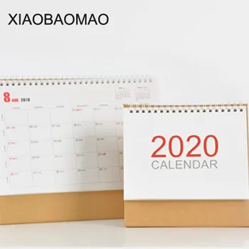 

New Arrived 2020 Simple Style Kraft Paper Mini Desktop Paper Calendar Dual Daily Scheduler Table Planner Yearly Agenda Organizer
