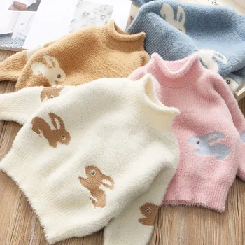 

MudiPanda Cartoon Animals Girl Sweaters Winter Girl Sweaters 2 4 Years Toddler Knitting Pullovers Tops Cardigans Warm Kids