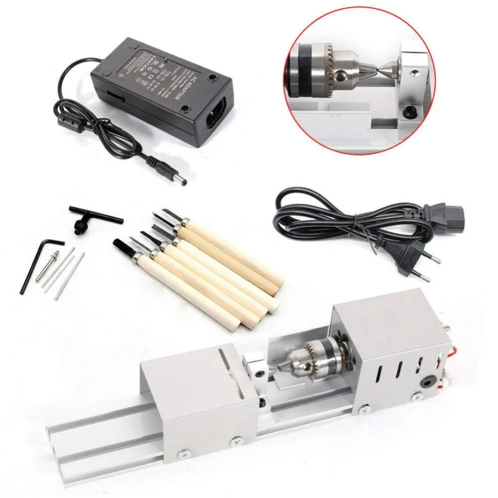 DC12-24V 96 Вт мини токарный станок бисер станок по дереву DIY токарный станок стандартный набор с силовой резкой резец деревянный токарный станок шлифовальный