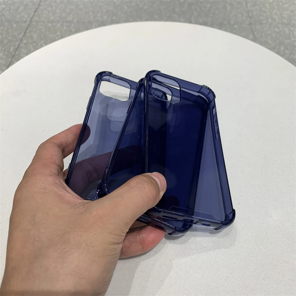 Elegant Navy Blue Clear Shockproof Phone Case - Soft TPU Back Cover