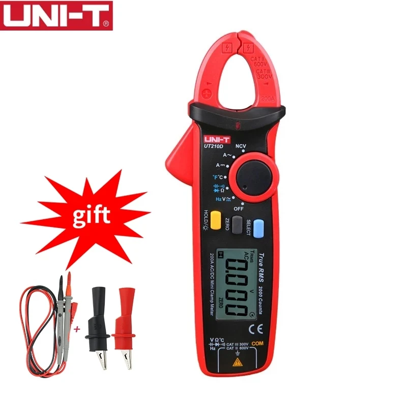 Цифровой мультиметр-зажим UNI-T UT210D измеритель температуры сопротивления