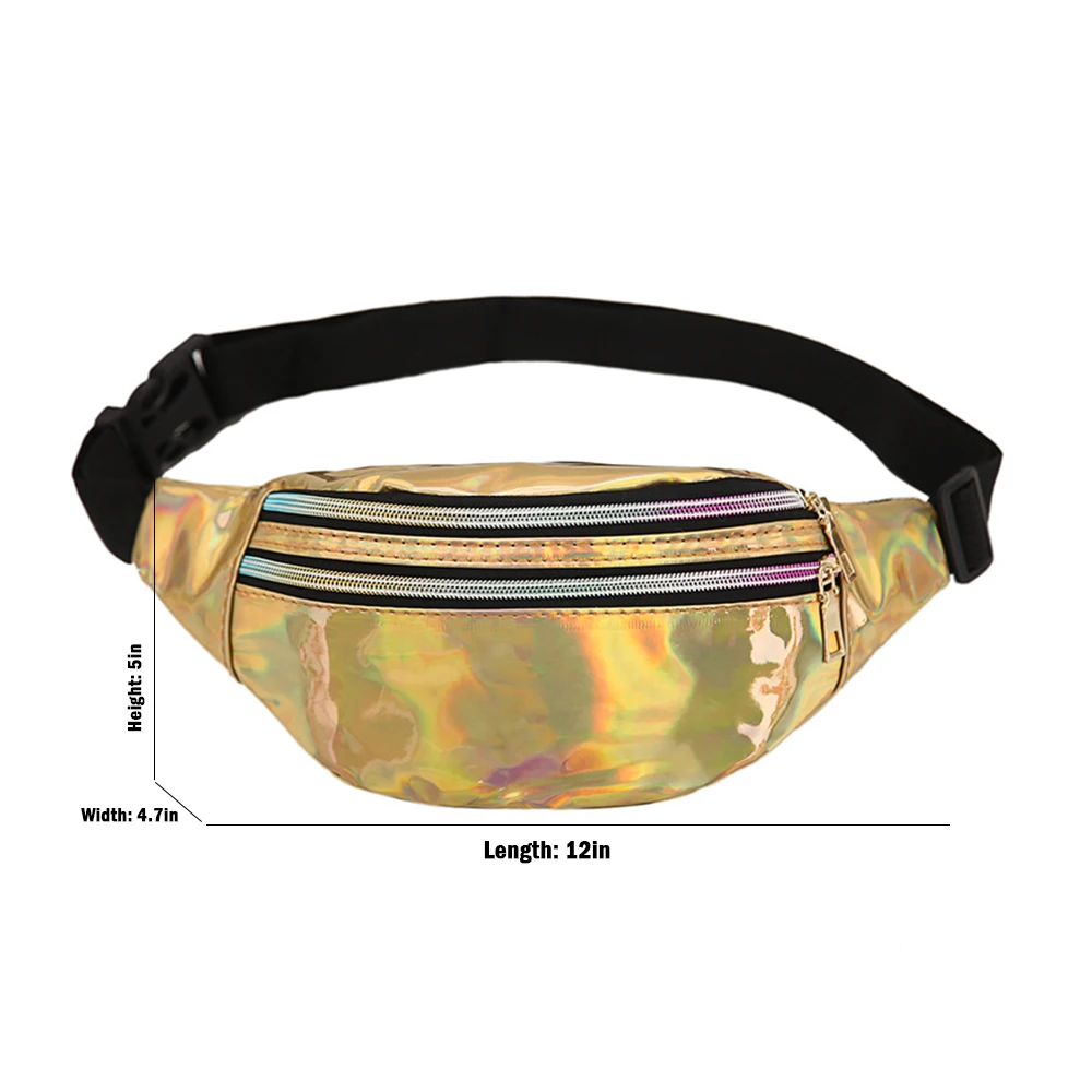 Riñonera holográfica con correa para láser para mujer, bolso de cintura de diseño holográfico, paquetes de cintura bonitos, bolsa para teléfono para viaje y fiesta
