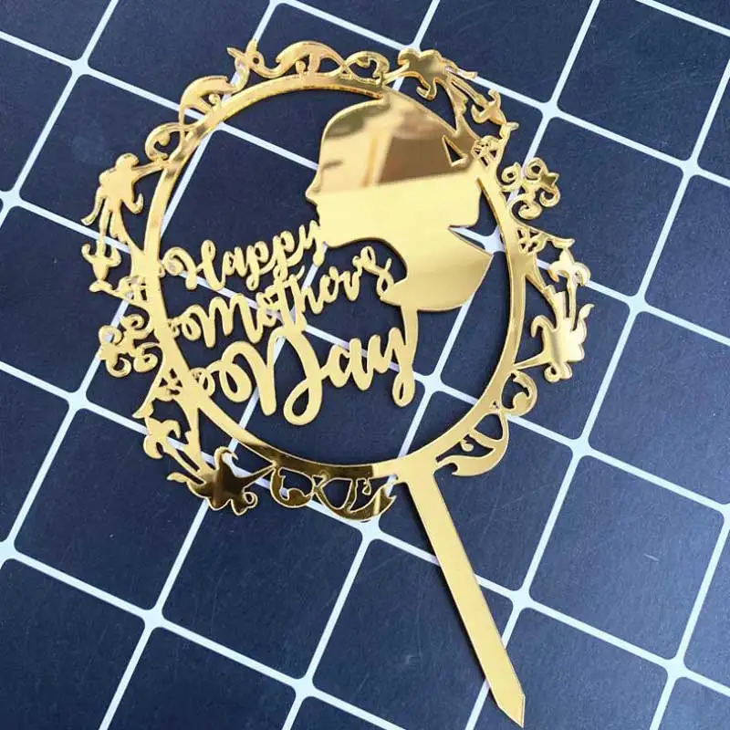 Золотой акриловый торт с надписью Happy Mother's Day флаги для торта топ мамы день