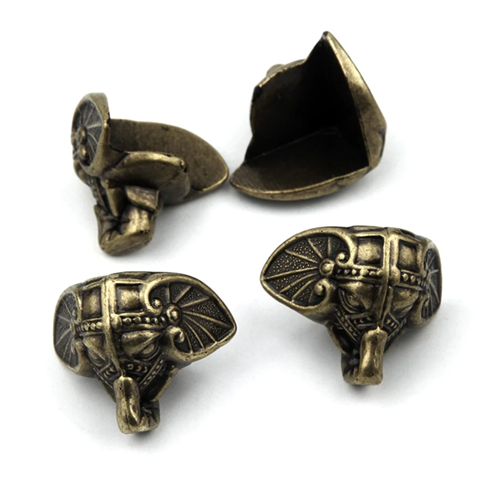 

4pcs Antique Elephant Wood Case Decorative Feet Leg Jewelry material Chest Gift Box Corner Guard Decorative Protection Feet Leg