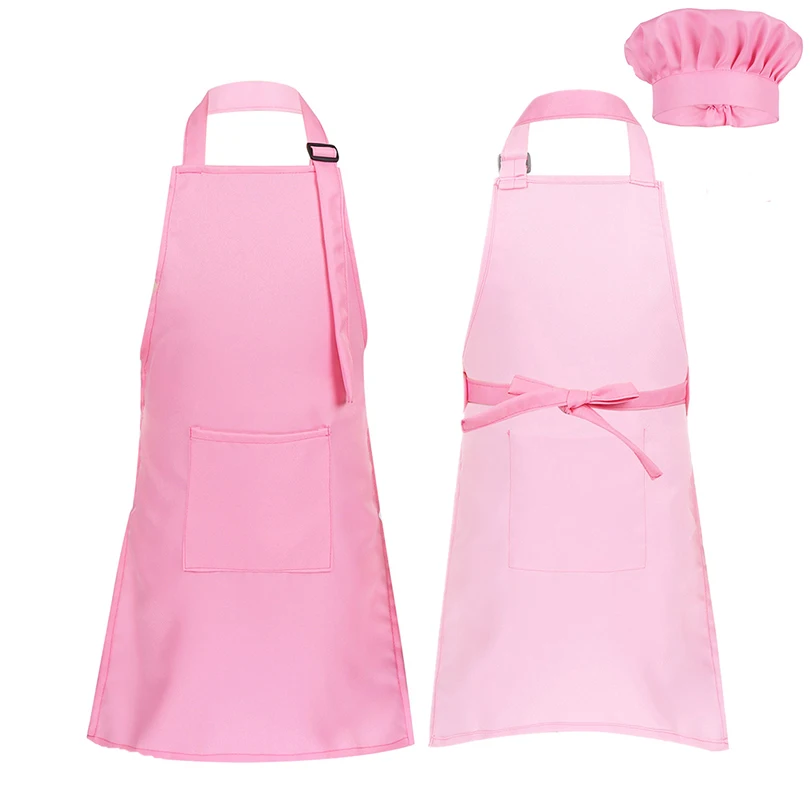 2020 Cooking Kitchen Apron Kid Children Kitchen Chef Adjustable Apron and Chef Hat Set for Cooking Baking Painting Training Wear
