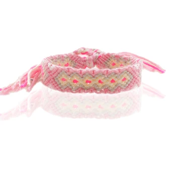 

bohemian pretty multicolor woven friendship bracelet braided textile handmade beige white pink red grey string bracelet women