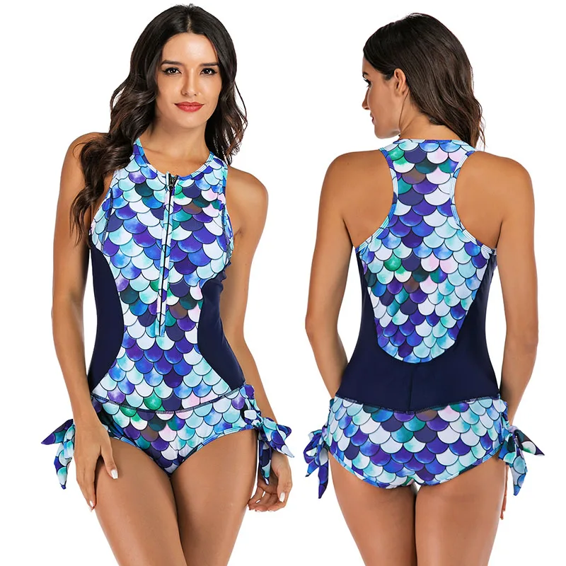 Blesskiss, сдельный купальник для серфинга, женский,, на молнии, спортивная одежда для плавания, для девушек, Цельный купальник для женщин, купальный костюм - Цвет: 7719
