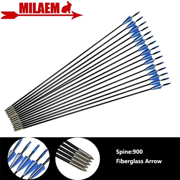 Archery Fiberglass Arrows Rubber Feathers 80cm OD6mm Glass Fiber Arrow Spine 900 Recurve Bow Arrow Shooting Hunting Accessories