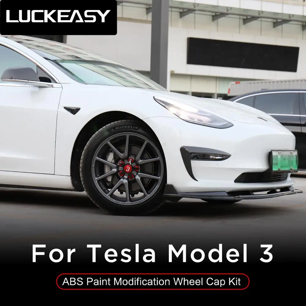 CF3W LUCKEASY hub Cover Modification kit for Tesla Model 3 car 20 inch Wheel P Version ABS Paint Modification Wheel Cap Kit 4pcs/Set
