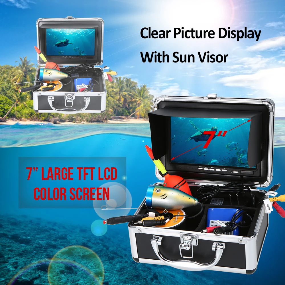 

Portable 7 inch LCD Monitor Fish Finder Waterproof Underwater Fishing Camera 24 PCS LED Lamps 15M Cable for Sea Fishing