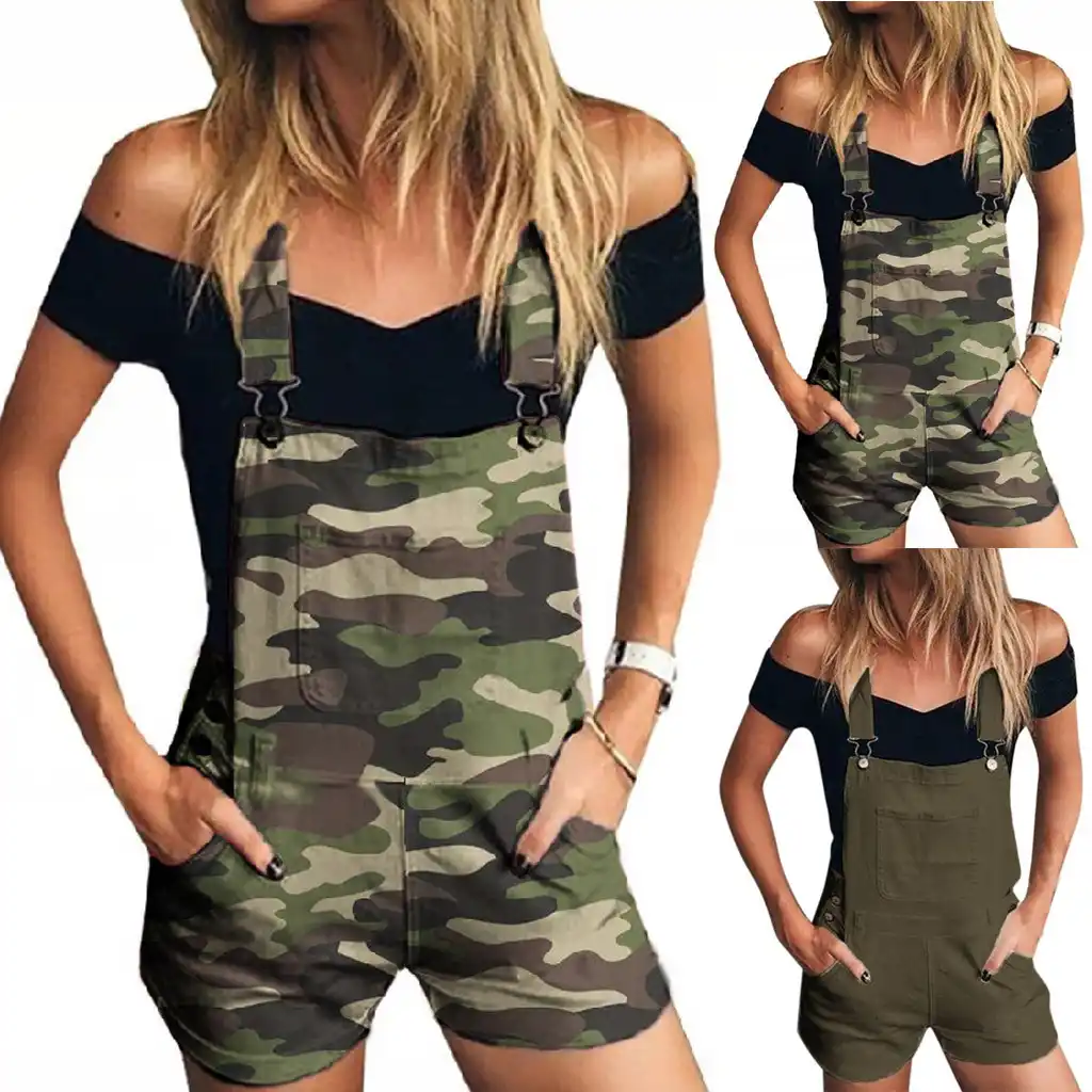 camo dungarees shorts