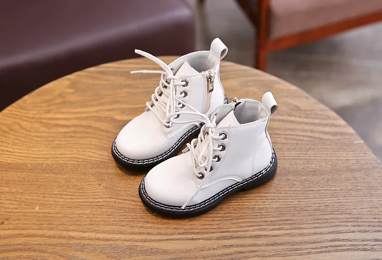 COZULMA/новые осенние детские однотонные ботильоны на шнуровке Повседневная обувь для мальчиков Нескользящие модные рабочие ботинки для девочек размер 26-36