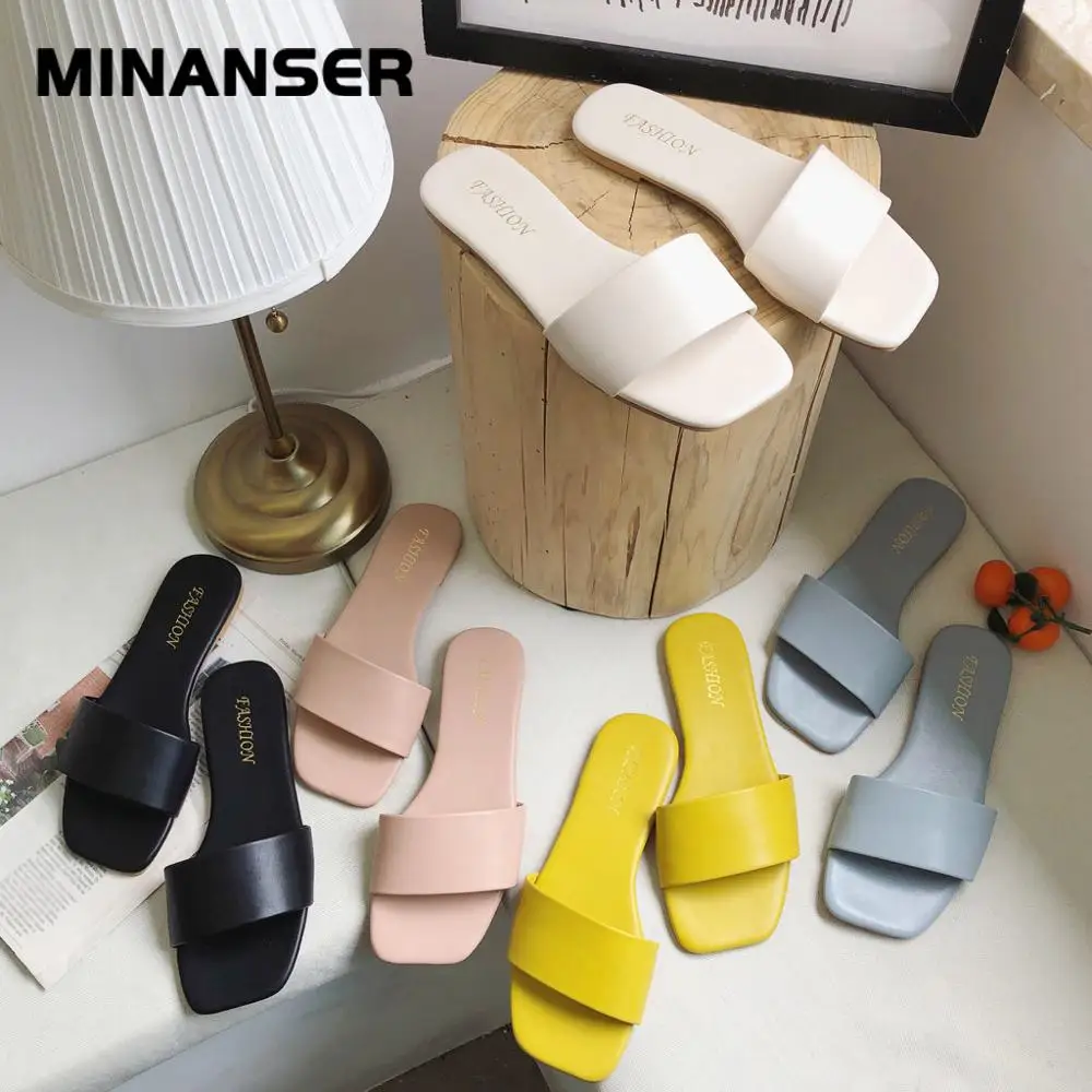 

Woman Sandals 2019 Summer Fashion Flat Slippers Casual Wild Large Size Women's Shoes Comfortable Flat Sandals Zapatos De Mujer