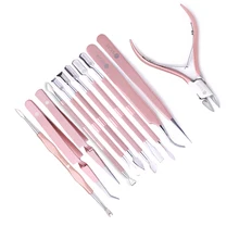 Ur açúcar rosa ouro prego cutícula empurrador clipper tesoura pinça picker manicure diy ferramentas da arte do prego de aço inoxidável kits(China)