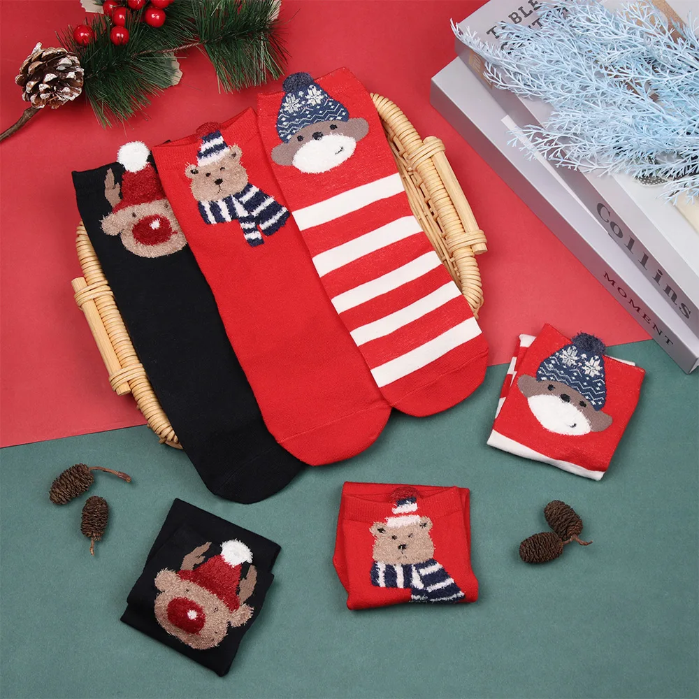 

Random 1Pair Christmas Socks Kids Autumn Winter Thicken Boys Girls Santa Claus Socks Cartoon Cotton Socks Warm New Year Socks