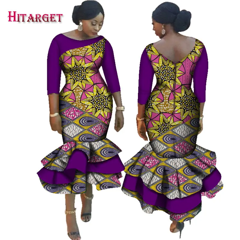 Новинка Дашики Африканский Базен Riche платья для женщин каскадные гофрированные платья Vestidos размера плюс африканская женская одежда WY2518 - Цвет: 10