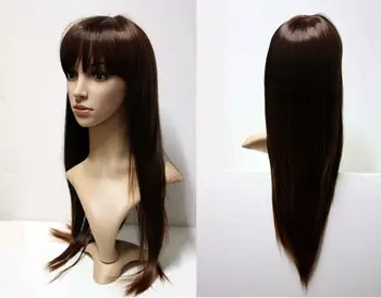 

fine pretty long brown straight hair wigs for women wig