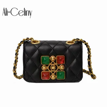 

Handbag Brand Original Design 2020 New Rhombic Joker Shoulder Diagonal Chain Bag Crystal Diamond Buckle Square Bag