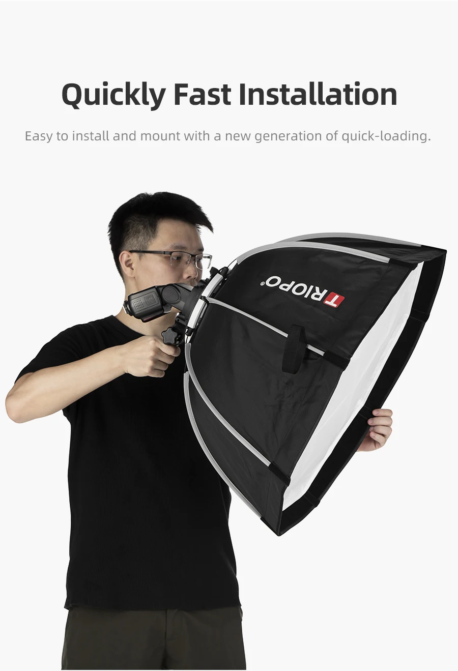 TRIOPO KS90 90cm Foldable Octagon Softbox Bracket Mount Soft box Handle for Canon Nikon Godox Yongnuo Speedlite Flash Light