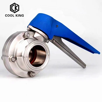 

CK 3” 76mm OD Sanitary Butterfly Valve SS304 Ferrule OD 91mm Fit Tri Clamp with Squeeze Trigger Handle