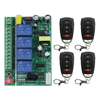 

AC85V-256V 10A Relay 4CH 4 CH Wireless RF Remote Control Light Switch 10A Relay Output Radio Receiver Module +Transmitter
