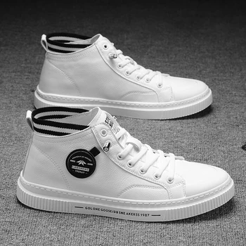 

FEBMOFL Leather Shoes Men White Sneakers Mens Shoes Casual Luxury Brand Hip Hop Shoes Street Loafers Zapatillas Hombre Deportiva