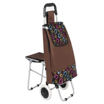 

Portable shopping cart home folding shopping trolley Luggage trailer with stool