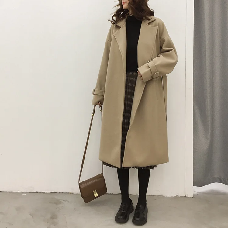 

High-End Customizable Profile Faux Cashmere Suit Duffle Coat Women's Autumn And Winter Thick Loose-Fit Slimming Mid-length Woole