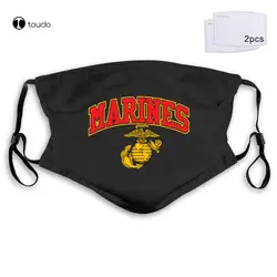 USMC MARINES ARCHED BLACK Marine Corps Face Mask Filter Pocket Cloth Reusable Washable