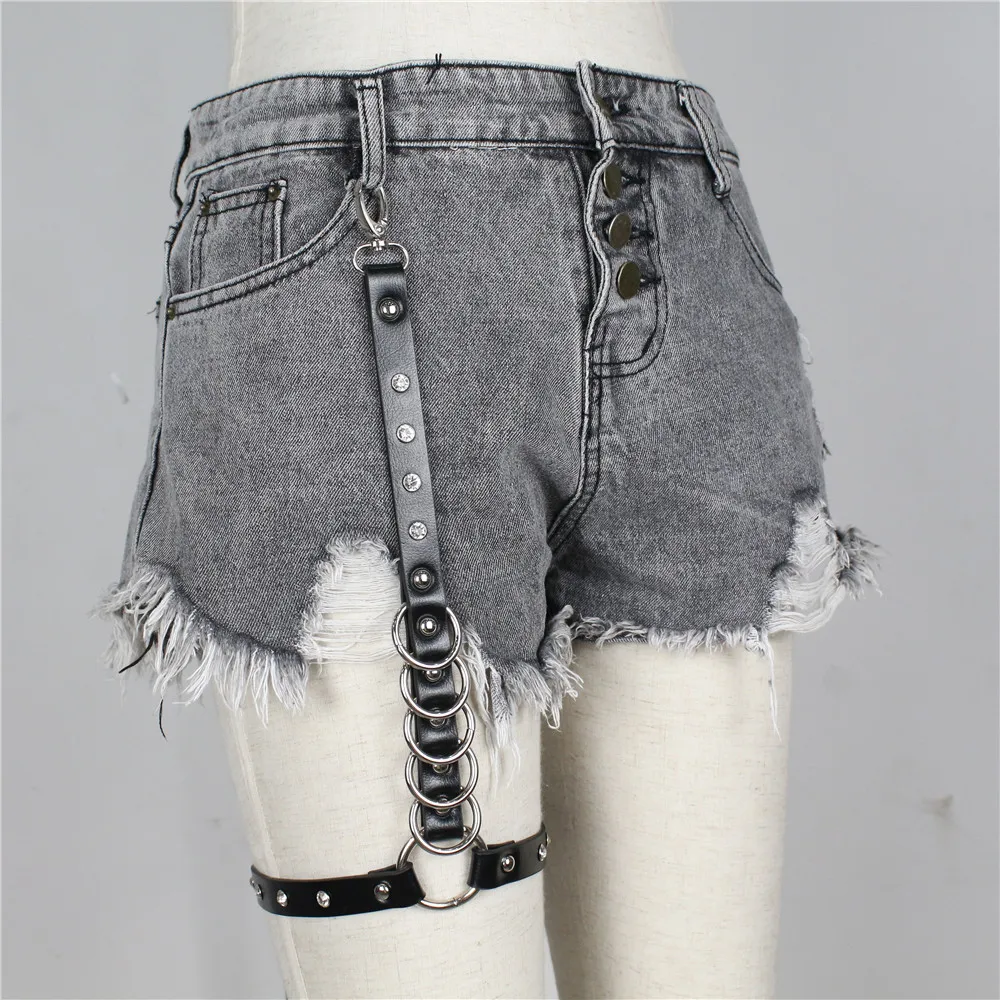 LP-034 CEA.HARNESS кожа Панк Подвязки для женщин Новая мода харадзюку один ремень клип на подтяжках крюк регулируемые ноги кольцо носок ручной работы - Цвет: LP-034