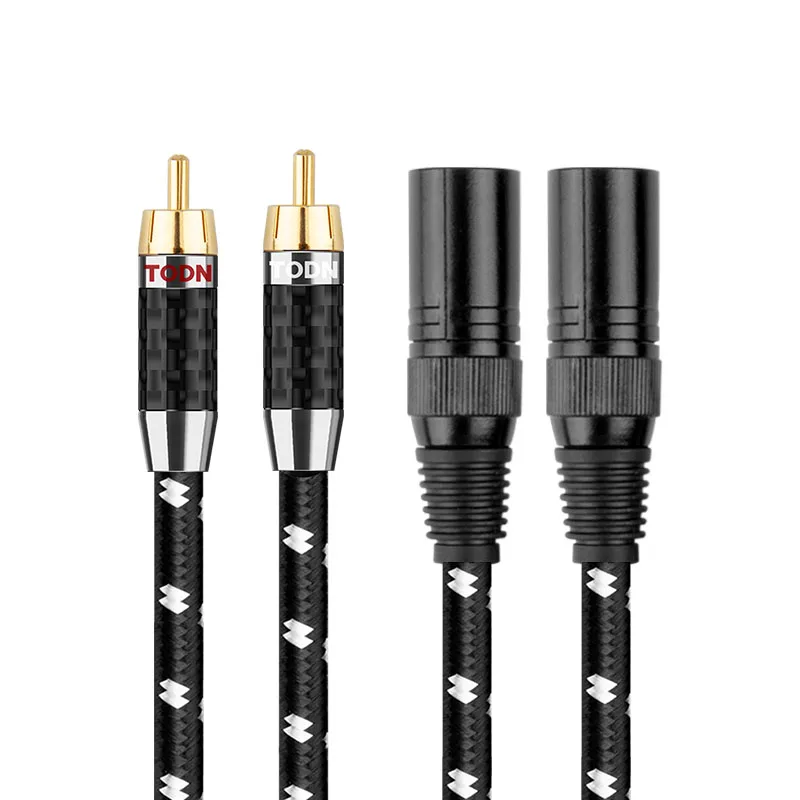 Todn Par High End Hi-fi Cabo de Áudio 2rca para 2xlr Macho Banhado a Ouro Plug Ofc Estéreo Cabo - Image 2