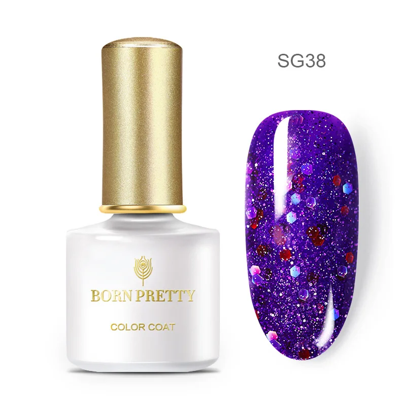 Гель-лак для ногтей BORN PRETTY с блестящими блестками, 6 мл, глазирующий УФ-гель розового, золотого, серебряного цвета, сияющий, впитывающий УФ-Гель-лак для ногтей - Цвет: BP-SG38