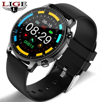

LIGE Smart watch IP67 waterproof 1.3 full touch screen sports Smart watch ladies heart rate fitness tracker men Smart watch +Box
