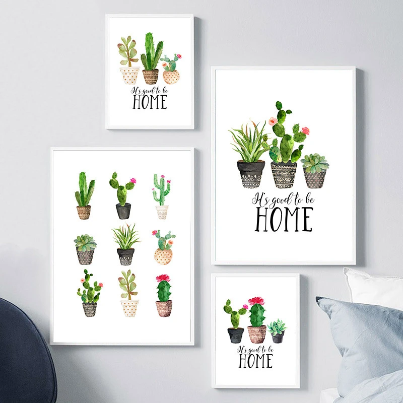 Toile D Art Mural Minimaliste Nordique Avec Plante Verte Affiche Avec Citation De Cactus Image D Art Mural Decoration Moderne Pour La Maison Yx143 Aliexpress