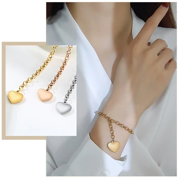 

Trendy Heart Charm Box Chain Bracelets for Women Custom Name Engrave Elegant Female Girl BFF Gifts Jewelry Size Adjustable