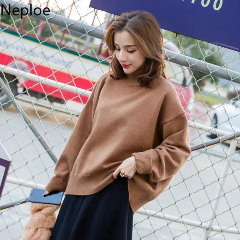 Neople Водолазка свободные Pull Femme Hiver повседневные дикие однотонные вязаные свитеры женские корейские студенческие пуловеры осень 45694