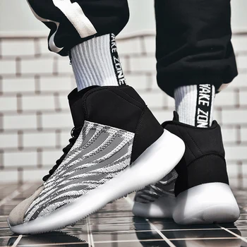 

Cedakeline Autumn and winter net sneakers breathable shoes midhigh to help fly weave cool lace reflective popcorn casual shoe