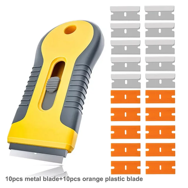 10/20pcs Razor Blade Tint Wrap Glue Squeegee Remover Cleaner  Ceramic Glass Car Window Viny Film Sticker Cleaning Razor Scraper Picture shows