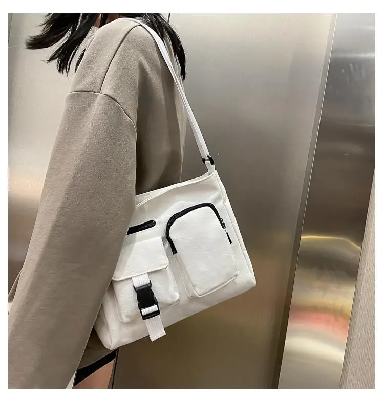 Ins Japanese Harajuku Dark Wind Canvas Bag Female 2021 New Trendy Fashion Popular Wild One-shoulder Diagonal Bag