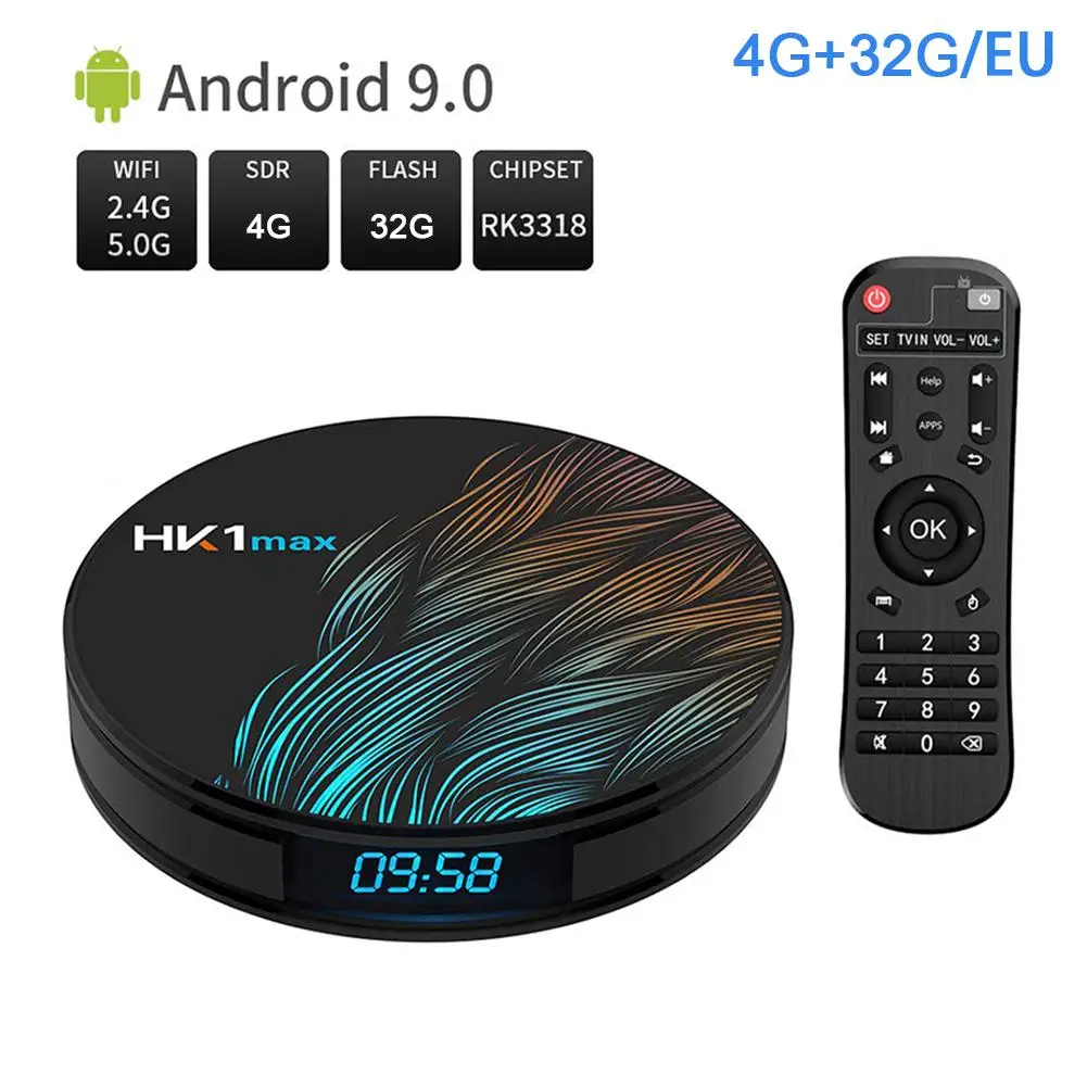 HK1 MAX Android 9,0 tv Box 16 ГБ 32 ГБ 64 Гб плеер 4K Google голосовой помощник Netflix Youtube четырехъядерный 2,4 ГГц/5 ГГц двойной Wifi BT