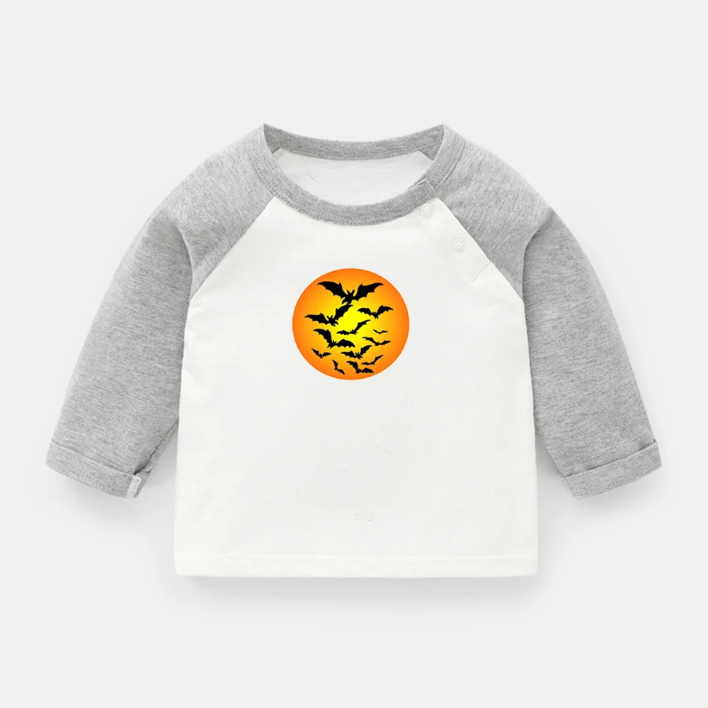 

Мультяшный милый счастливый Хэллоуин черная безрукавка любовь сердце дизайн новорожденных малышей футболки для малышей реглан цвет с длинным рукавом футболки топы