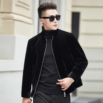 

Real Winter Jacket Men 2020 Hooded Sheep Shearling Fur Coat Plus Size Warm Wool Jackets Veste Homme 1771 YY560