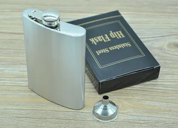 

by dhl 200pcs high quality Hip Flask 8oz Stainless Steel Portable Liquor Wine Hip Flask Whisky Alcohol Cap Funnel Drinkware