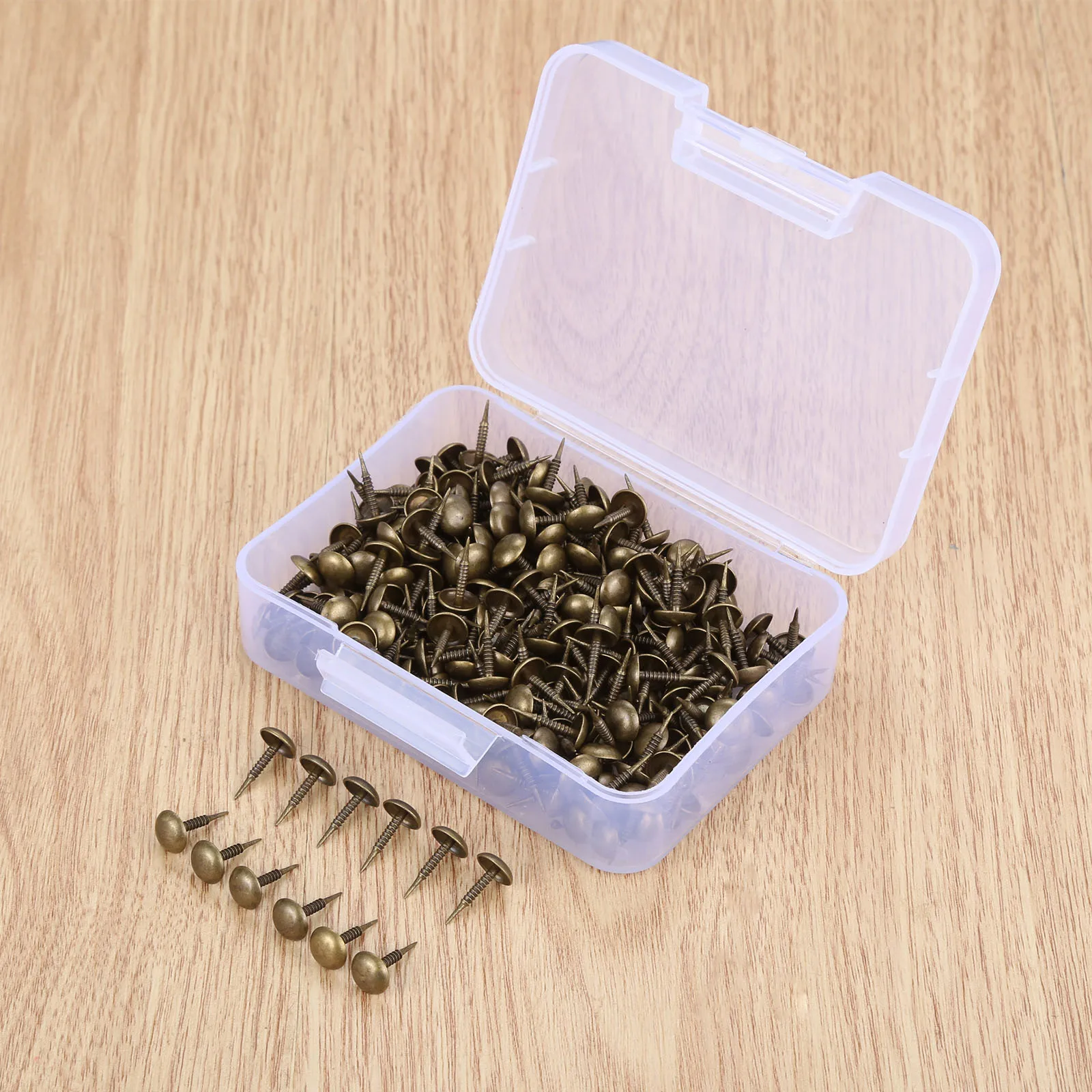 DRELD 300pcs 8*15mm Upholstery Nail Jewelry Wood Box Furniture Tack Stud Pushpin Doornail Upholstery Pins Craft +Storage Box