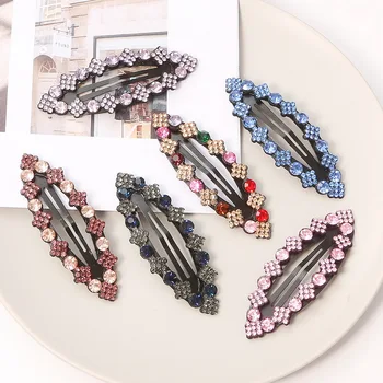 

Women Shining Crystal Rhinestone Hairpins Barrettes Girl Kids Cute Geometric Hair Clips Seed Beads Hairgrip Hair Accessorie