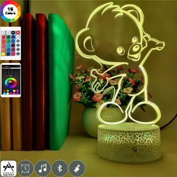 

Super Cute Bear Nan Model 3d Led Night Light for Children Brithday Holiday Gifts Bedroom Decoration 7 Colors App Control Light