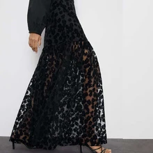 ZA Повседневная Женская юбка, элегантная, офисная, тонкая, драпированная, сетчатая, с цветочной вышивкой, многослойная, длинная, женская, модная, дикая