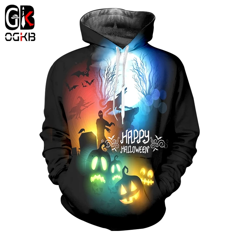 

OGKB New Halloween Hoodie Couple Clothing 3D Print Hoodie Wolf Halloween Party Long Sleeve plus size Hip Hop Street Costume