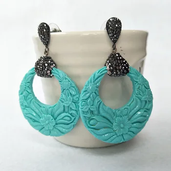 

5 Pairs resin Cut Out Carvings Earring,Pave Rhinestone Drop Dangle Earrings Jewelry For Women Bohemia Earrings ER210